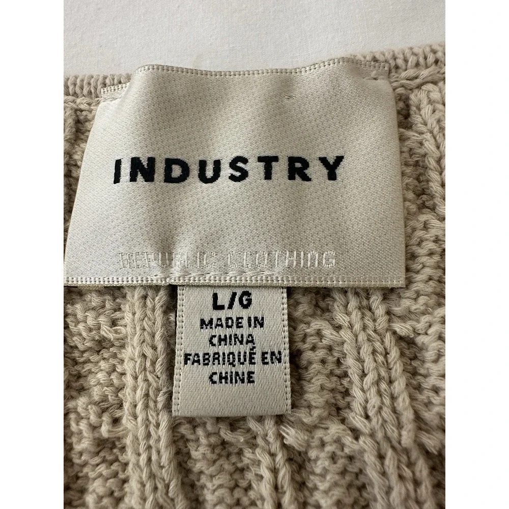 Industry Republic Clothing Large Beige Cable‎ Knit Button Vest Top Layer Preppy